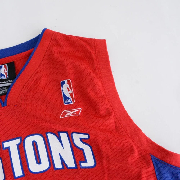 Reebok NBA Authentics Detroit Pistons #22 Prince Red Blue Basketball Jersey - Picture 7 of 13